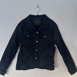 Lola Jeans Black Denim Jacket Unique Sheen women’s Large Retro Biker